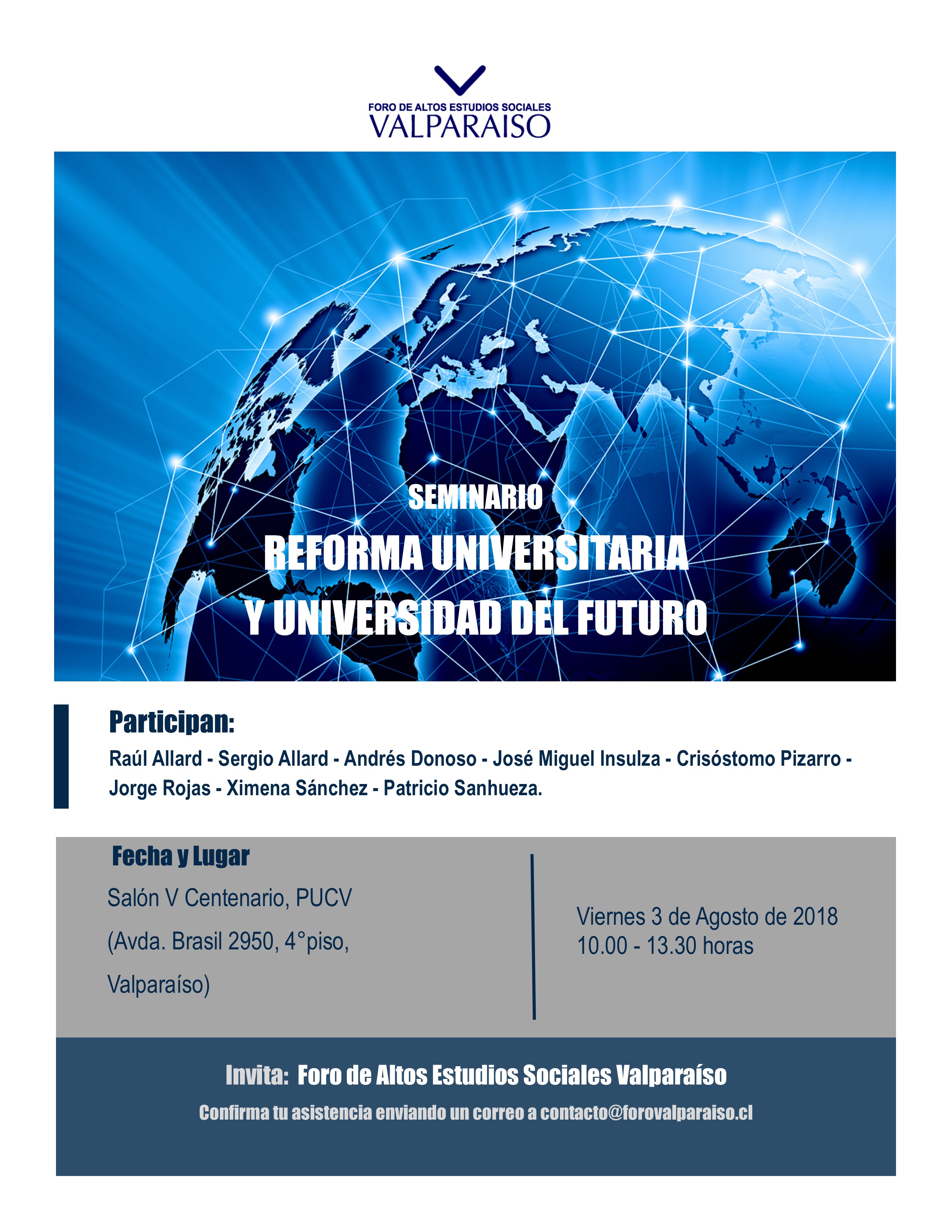 Foro Valparaíso organiza seminario "Reforma universitaria y universidad del futuro"
